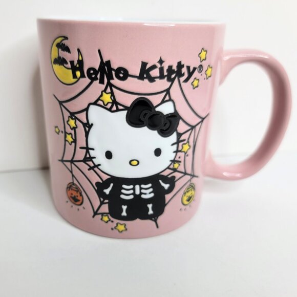 Sanrio Other - HELLO KITTY HALLOWEEN キティちゃん PINK Ceramic Mug By Sanrio Spider Web Design - NEW